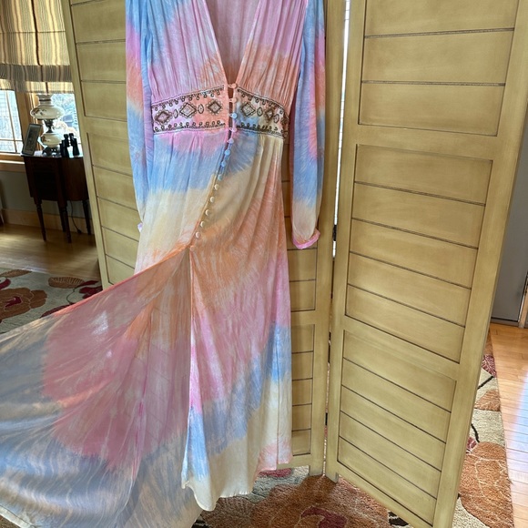 Free People Summer of Love Kimono maxi dress xs - Picture 12 of 14